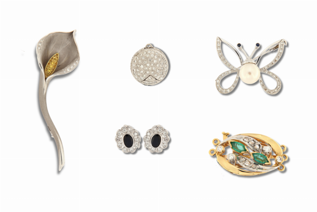Exclusive jewellery: gold brooches and earrings - Detalles - La Coruña Law Court n. 1 - Sale 3