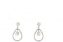18 Quilates Oro Blanco de Ley - Pendientes Largos con Doble Roseta y 90 Diamantes 1