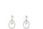 18 Carat White Gold - Double Rosette Long Earrings with Diamonds 1