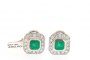 Pendientes Oro Blanco 18 Quilates - Diamantes 1.08 ct - Esmeraldas 1