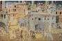 Ambrogio Lorenzetti - Hyvän hallinnan vaikutukset kaupungissa - Off-Set-tuloste puuvillakankaalle 1